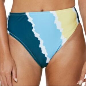 Jessica Simpson Smooth Sailing High-Waisted Bikini Bottoms Blue Size Large NWT